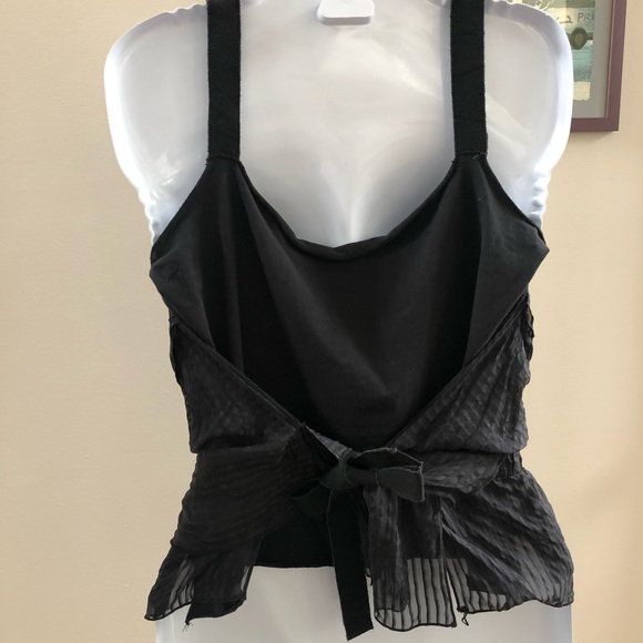♥️Black 2-layers wrap tie waist top sz 6-S - Picture 2 of 7